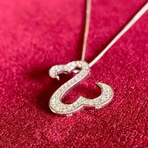 Double Heart Sterling Silver Pendant Necklace